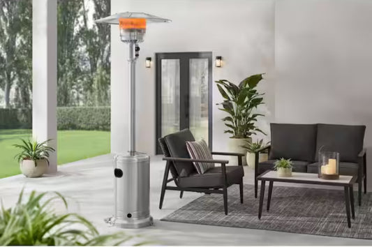 48000 BTU Stainless Steel Propane Standing Patio Heater Hampton Bay