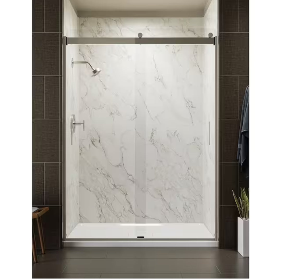 KOHLER
Levity 59.625 in. W x 82 in. H Frameless Sliding Shower Door in Brushed Nickel