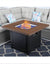 33.9 in. W x 25.2 in. H Square Wood-like Metal Steel Gas Fire Pit Table with Cover and 50000 BTU Burner
