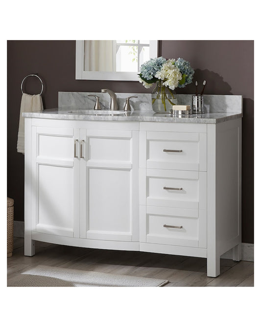 allen + roth Moravia 48-in White Undermount Single Sink Bathroom Vanity with Natural Carrara Marble Top