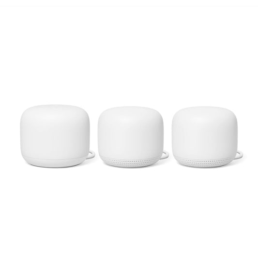 Nest WiFi Router and 2 Points - WiFi Extender with Smart Speaker - Works with Google WiFi (3 Pack) White