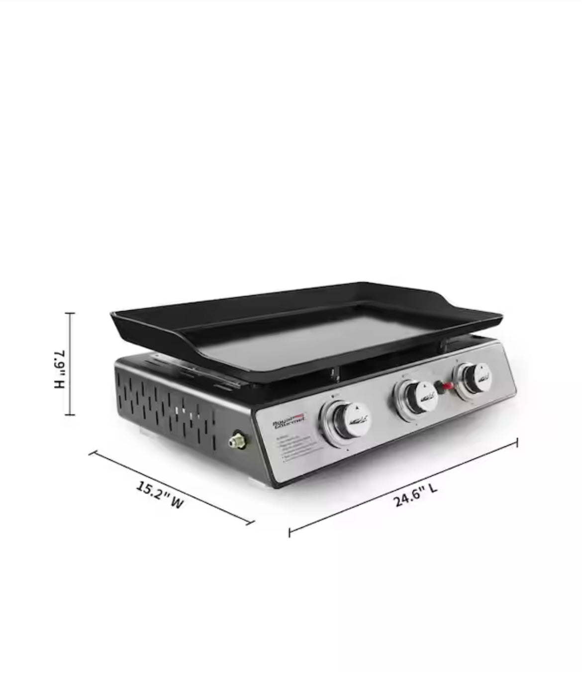 24 in. 3-Burner Portable Table Top Propane Gas Grill Griddle in Black