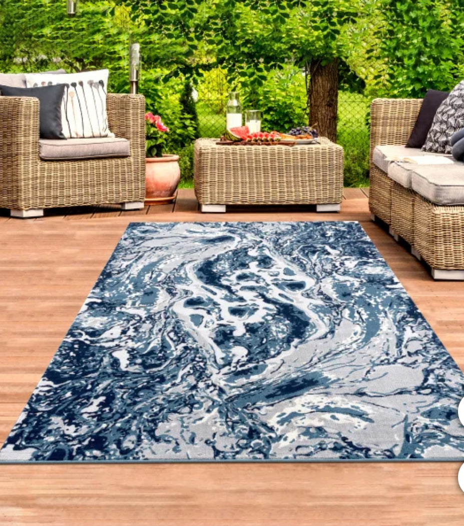 5ft. 3in. X 7ft. 4in., Art Carpet Indoor/Outdoor Rug Collection, Blue