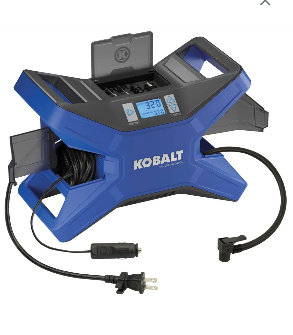 Kobalt 120v & 12v Portable Air Compressor Inflator, Tire Pump