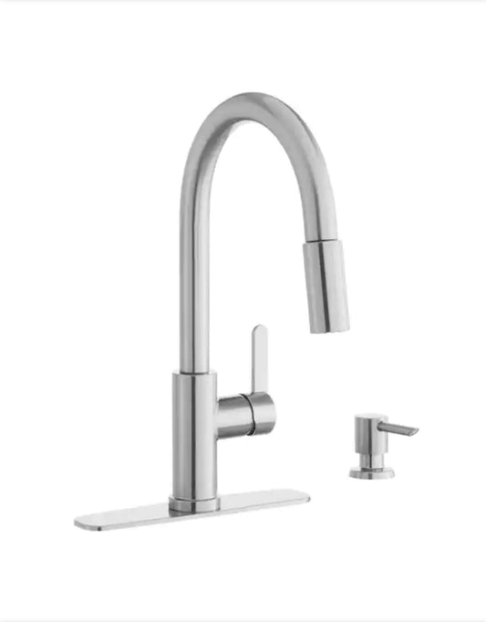 Paulina Single-Handle Pull-Down Sprayer Kitchen Faucet with TurboSpray, FastMount, Soap Dispenser in Stainless Steel