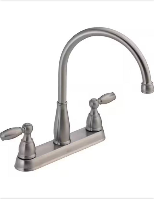 Foundations 2-Handle Standard Kitchen Faucet in Stainless, Delta