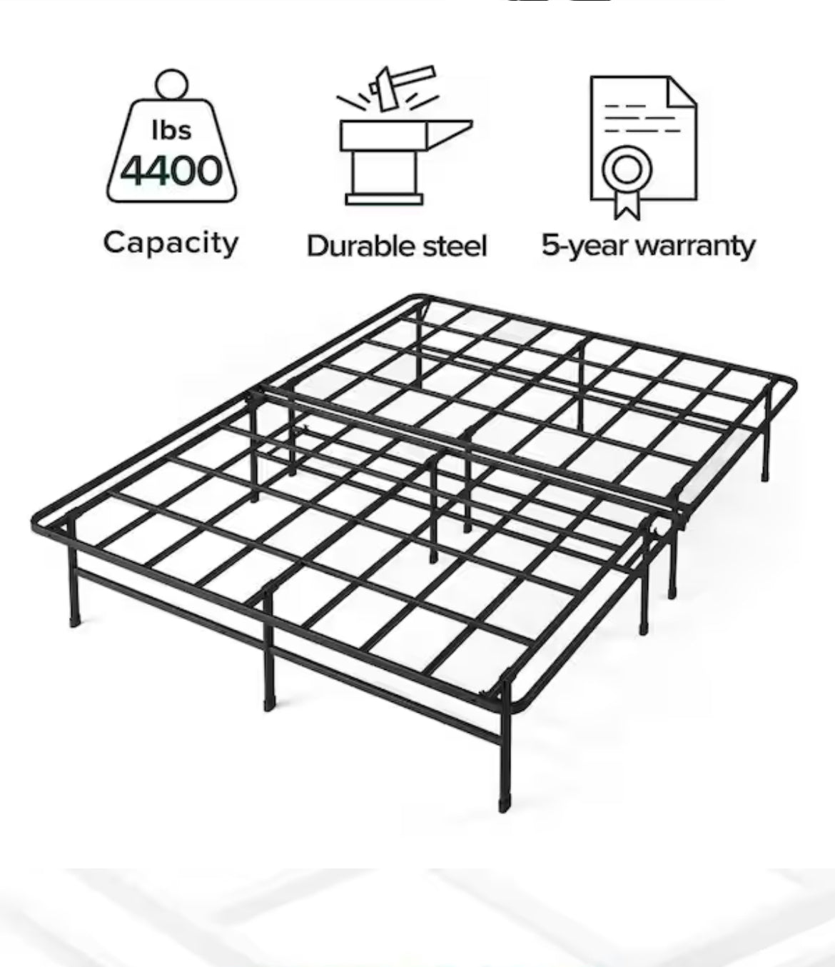 ZINUS SmartBase Super Heavy Duty Mattress Foundation with 4400lbs Weight Capacity / 14 Inch Metal Platform Bed Frame / No Box Spring Needed / Sturdy Steel Frame / Underbed Storage, King