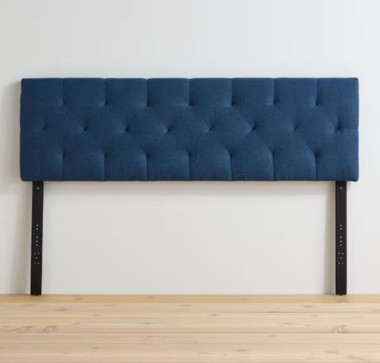 Queen Size - Kaylee Adjustable Stone Queen Upholstered Low Profile Headboard with Diamond Tufting