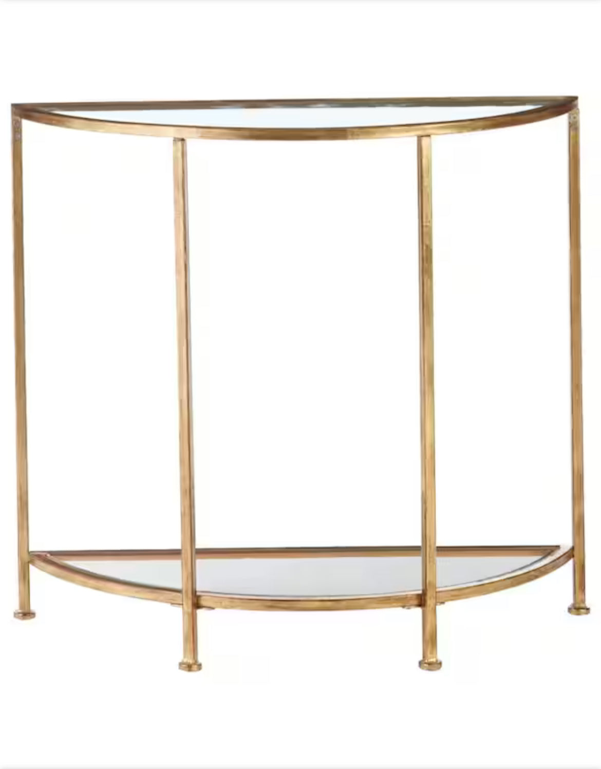 Home Decorators Collection
Bella 32 in. Gold Leaf/Clear Standard Half Moon Glass Console Table with Storage
