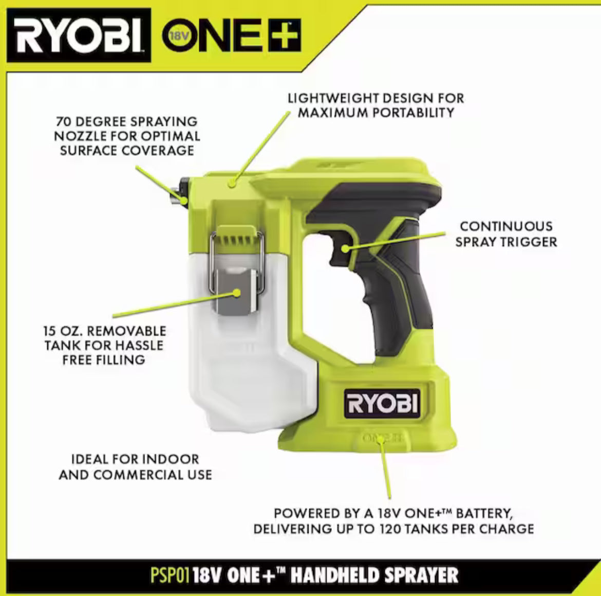 ONE+ 18V Cordless Handheld Sprayer (Tool Only), Ryobi