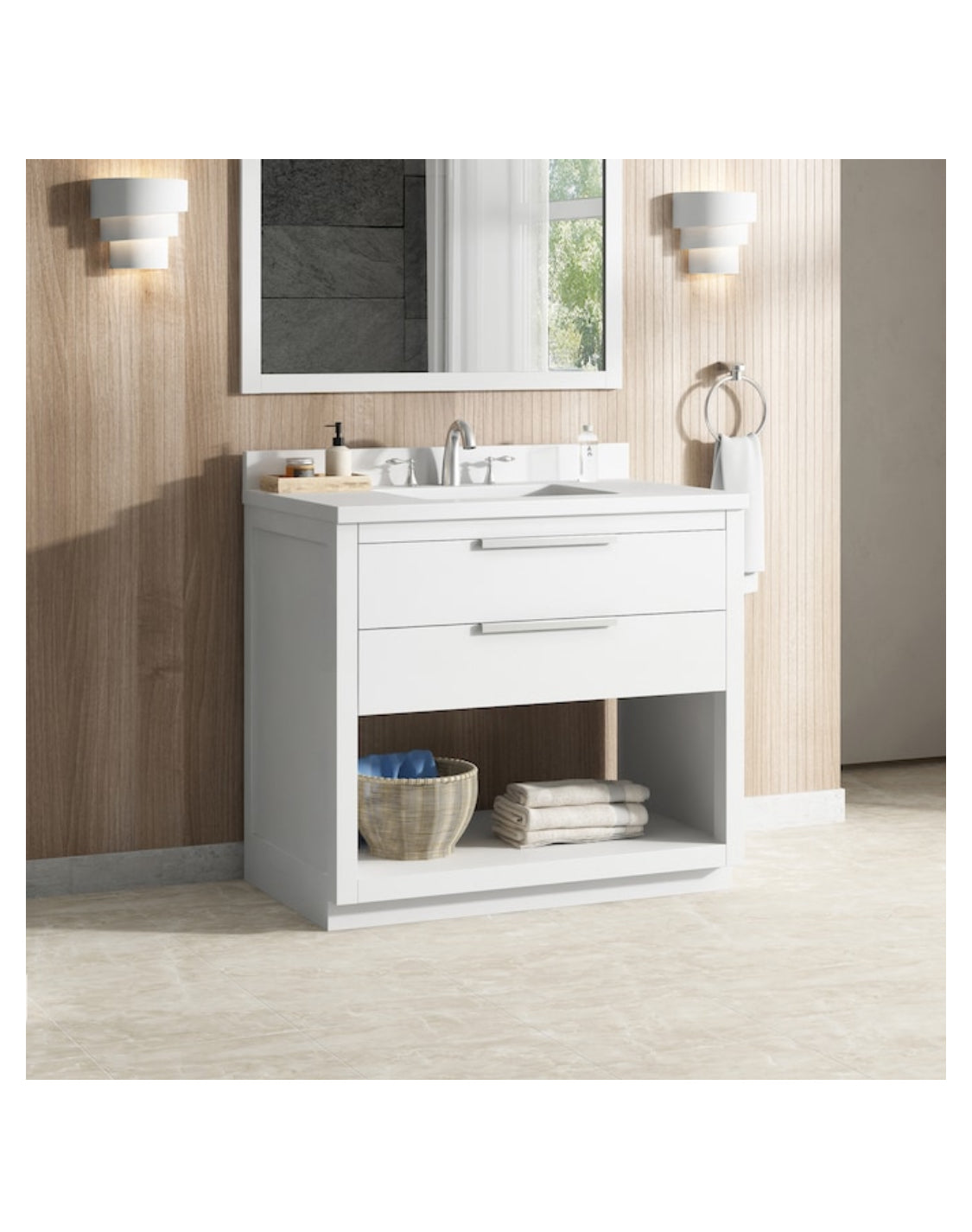 Origin 21 Beecham 36-in White Undermount Single Sink Bathroom Vanity with White Engineered Stone Top