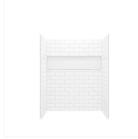 Bootz Industries
Nextile 60 in. W x 74 in. H x 30 in. D 4-Piece Direct-to-Stud Alcove Subway Tile Shower Wall Surround in White