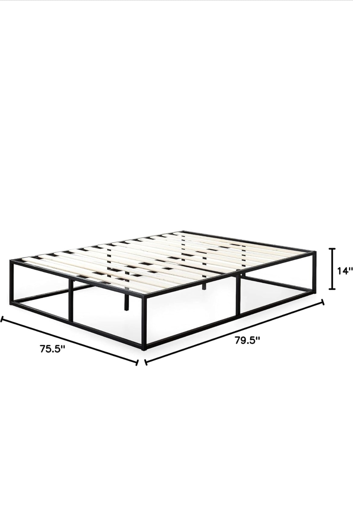 King Size - ZINUS Joseph Metal Platforma Bed Frame / Mattress Foundation / Wood Slat Support / No Box Spring Needed / Sturdy Steel Structure, King