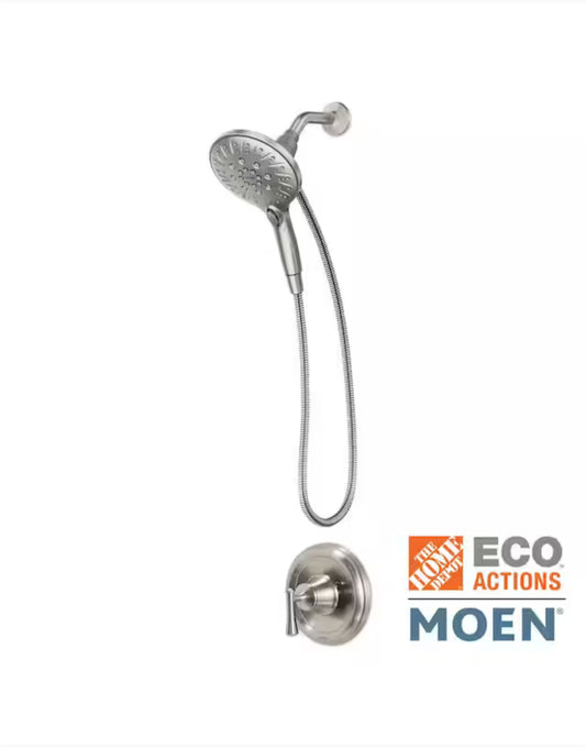 Attract with Magnetix 6-Spray Single Handle Shower Faucet 1.75 GPM in Spot Resist Brushed Nickel (Valve Included), Moen