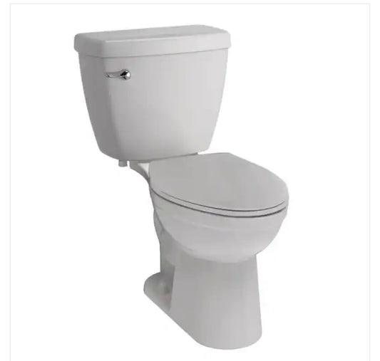 Foundations 2-Piece 1.28 GPF Single Flush Elongated Toilet in White - Delta