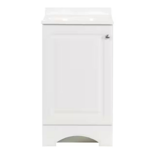 18 in. W x 18 in. D x 34 in. H Single Sink Freestanding Bath Vanity in White with White Cultured Marble Top