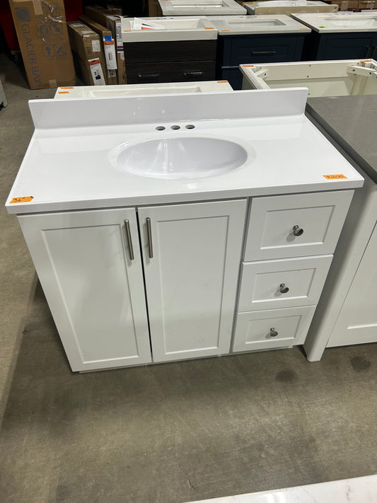 Style Selections Davies 36-in White Single Sink Bathroom Vanity with White Top