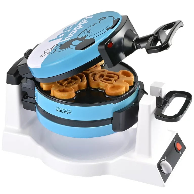 Disney Mickey Mouse and Minnie Mouse Double Flip Waffle Maker for 6 Waffles (3 Mickey and 3 Minnie)