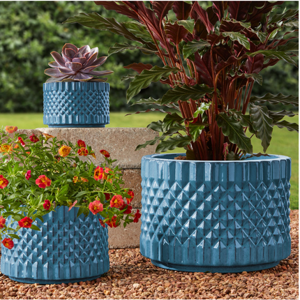 Members Mark™ 3-Pack Ceramic Planters - colors available, white & river blue
