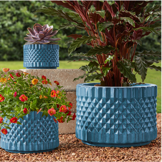 Members Mark™ 3-Pack Ceramic Planters - colors available, white & river blue