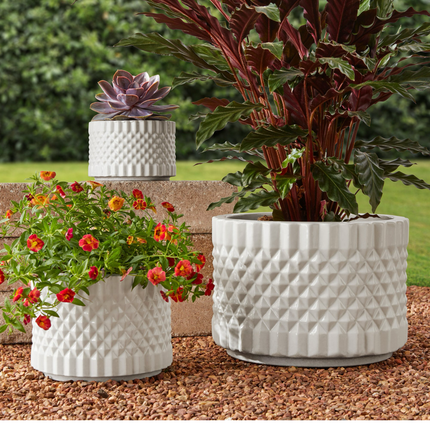 Members Mark™ 3-Pack Ceramic Planters - colors available, white & river blue