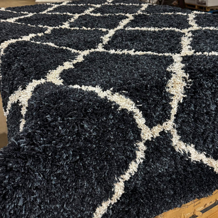 8x10 Blue Trellis Tile Shag Rug