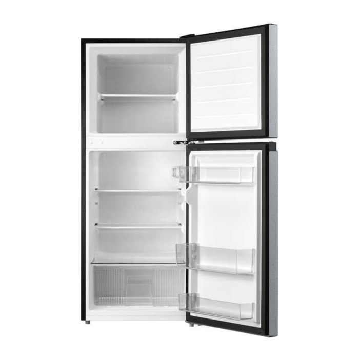 Midea 4.5 Cu. Ft. 2-Door Compact Refrigerator – Black and Silver Home / Shopping / Refrigerators - Mini