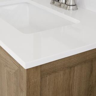 Home Decorators Collection Moorside 30 in. W x 19 in. D x 34 in. H Single Sink Bath Vanity in Sweet Maple with White Engineered Stone Top