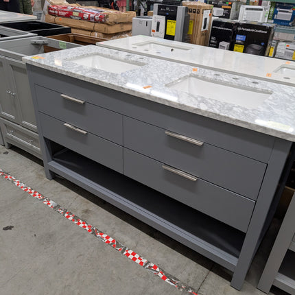 Stufurhome Rochester 60 Inches Grey Double Sink Bathroom Vanity - IMPerfections