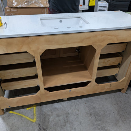 ARIEL Cambridge 60 in. Single Sink Freestanding Bathroom Vanity in Oak with Carrara White Quartz Top