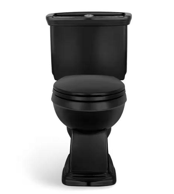 Newcastle 12 in. Rough In Two-Piece 1.0 GPF/1.28 GPF Dual Flush Elongated Toilet in Black, Seat Included