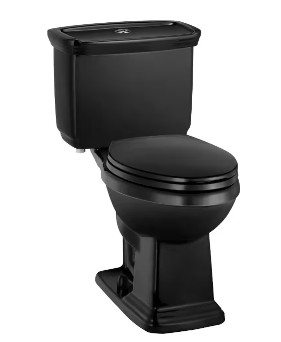 Newcastle 12 in. Rough In Two-Piece 1.0 GPF/1.28 GPF Dual Flush Elongated Toilet in Black, Seat Included