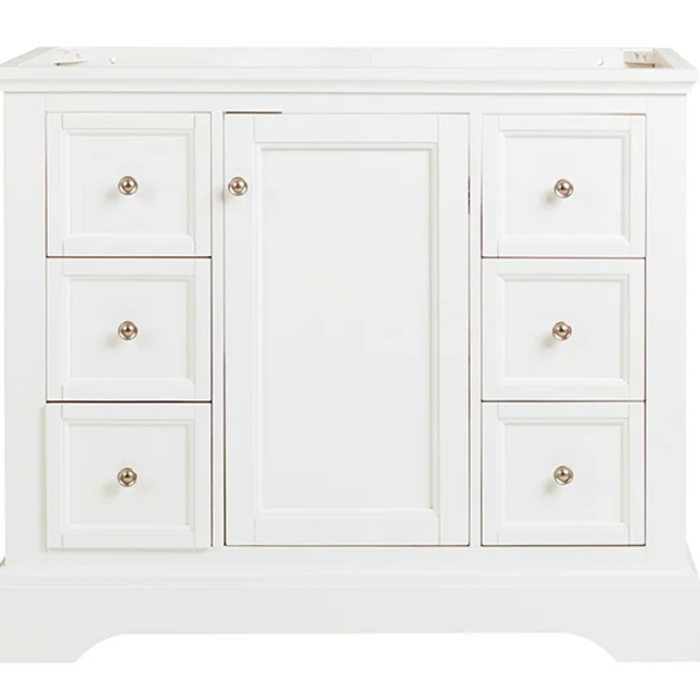 (L) Windsor 40" Matte White Traditional Bathroom Cabinet