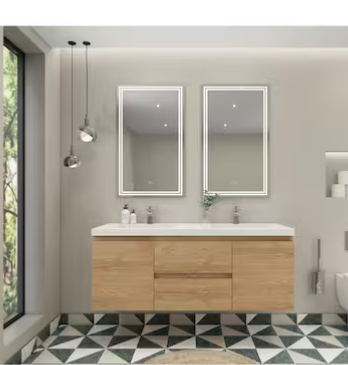 (X) Bohemia 60" Vanity New England Oak w/Acrylic Top White
