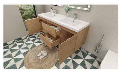 (X) Bohemia 60" Vanity New England Oak w/Acrylic Top White