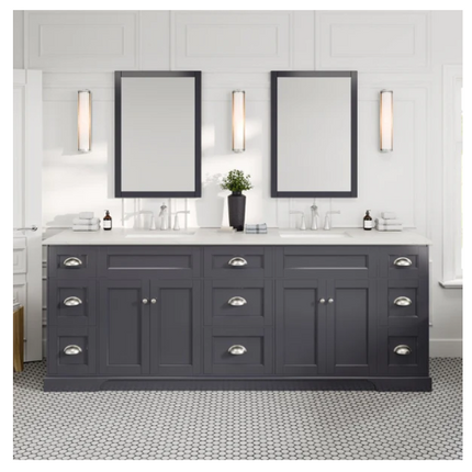 (AA) Epic 96" Charcoal Gray Double Sink W/Carrara Quartz Top
