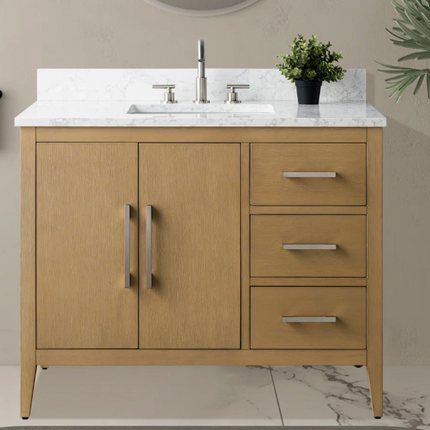 (AC) Vanity Art 42" Oak Single Bathroom Vanity w/Marble Top