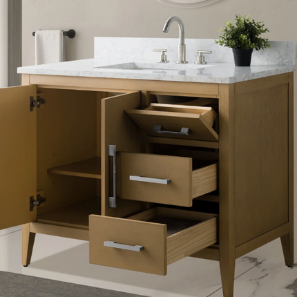 (AC) Vanity Art 42" Oak Single Bathroom Vanity w/Marble Top
