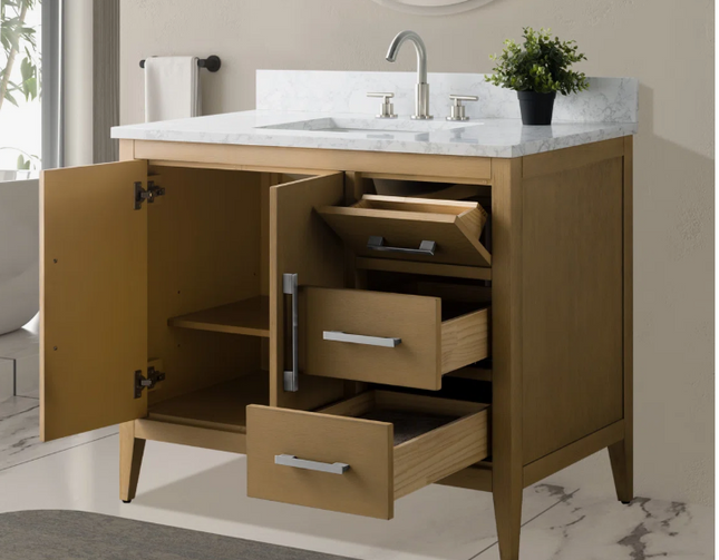 (AC) Vanity Art 42" Oak Single Bathroom Vanity w/Marble Top