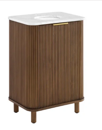 (AG) Havana 24" Vanity Brown Reeded Birch w/Carrara Marble Countertop