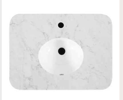 (AG) Havana 24" Vanity Brown Reeded Birch w/Carrara Marble Countertop
