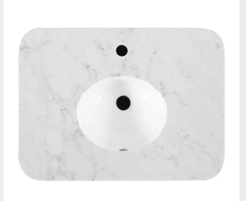 (AG) Havana 24" Vanity Brown Reeded Birch w/Carrara Marble Countertop