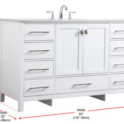 (AJ) Irene 54" Single Vanity White