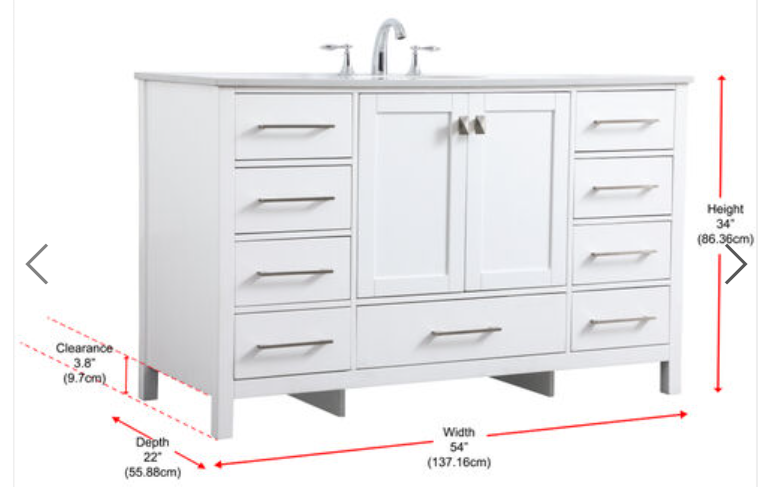 (AJ) Irene 54" Single Vanity White