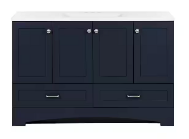 (AL) Lancaster 49" Single Vanity Deep Blue w/White Marble Top