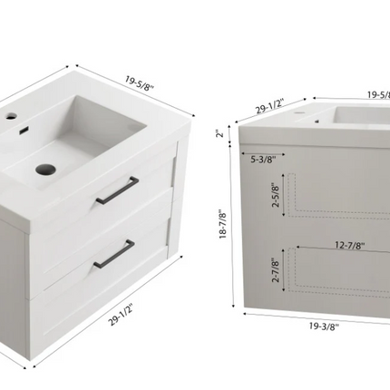 (AN) 30" Cosmo Wall Mounted (Floating) Vanity White
