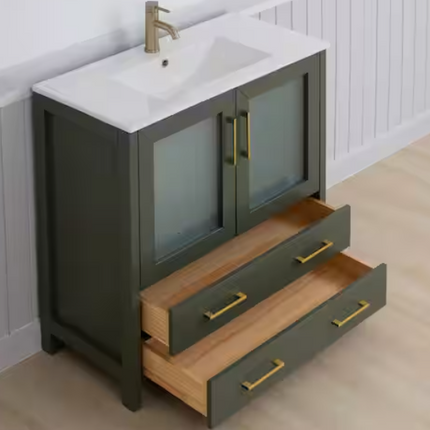 (AF) Vanity Art 36" Single Freestanding Vanity w/Mirror, No Top