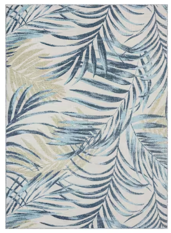 Malibu Palm Springs 8'x10' Ivory/Aqua I/O Area Rug