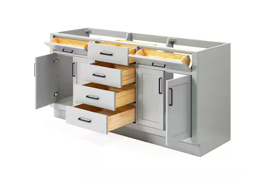 (AR) Ariel Hepburn 72" Vanity without Top +Sink in Gray