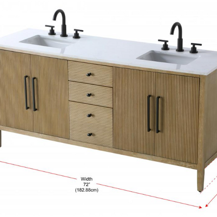 (AS) Blakely 72" Vanity in Linen Oak - Vanity Top is Cracked